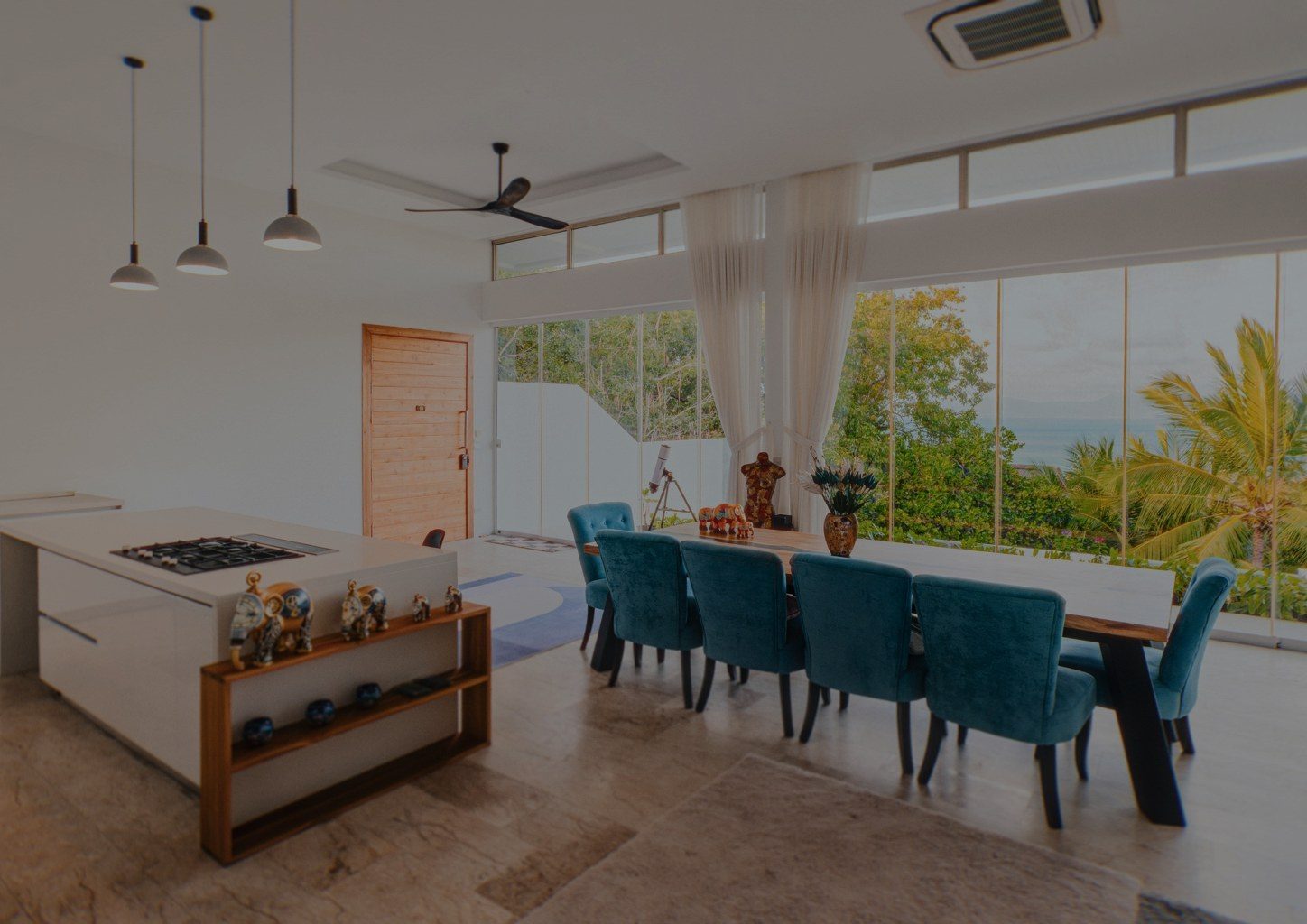 Villa Caetaro I on Koh Samui, kitchen opening to the terrace